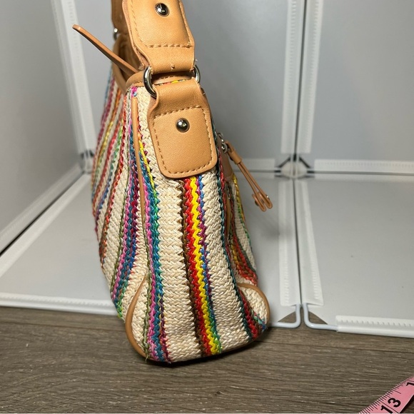 Rosetti Multicolored Woven With Pleather Trim Shoulder Bag Handbag - Picture 9 of 9